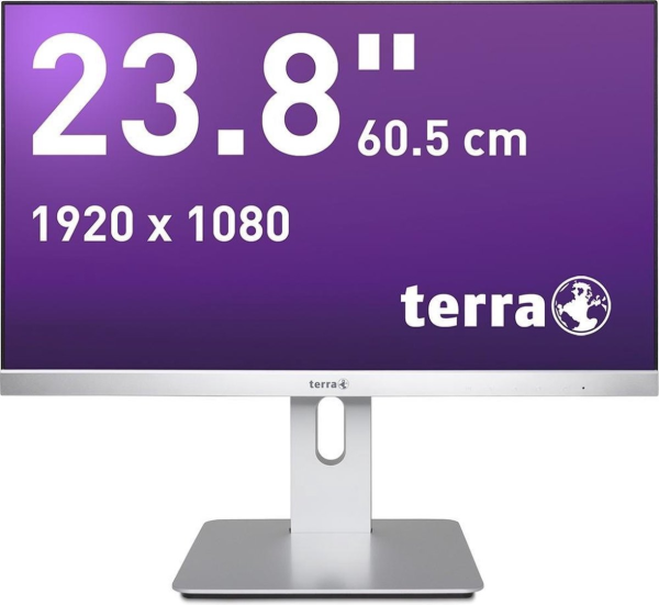 Terra 2462W 23,8" Pivot monitor zilver DVI, HDMI, DisplayPort Full-HD 1920 x 1080